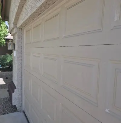 Almond Vinyl Door Trim Installation for 16x7 Garage Door