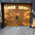 After - Custom Wood Garage Door Installation - 4 Doors with Smart Opener