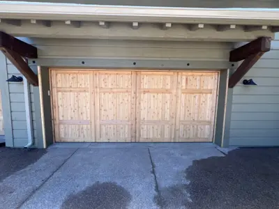 Custom Cedar Wood Overlay Garage Door Installation