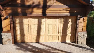 Custom 18x8 Wood Overlay Garage Door Installation