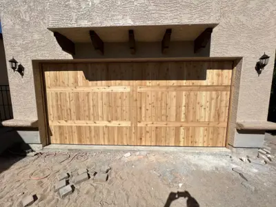 Custom Wood Garage Door Installation with Smart Opener