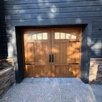 After - Custom Wood Garage Door Installation - 4 Doors with Smart Opener
