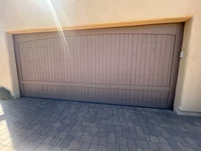 Before — Custom Wood Garage Door Replacement – 18x8