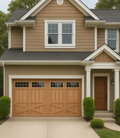 Residential overhead sectional garage door on Arizona home