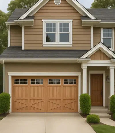 Residential overhead sectional garage door on Arizona home
