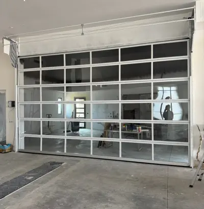 Full-view aluminum glass garage door installation
