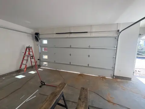 Garage door installation in progress