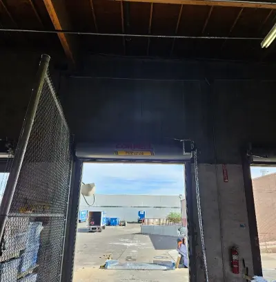 Loading dock with commercial door open interior view