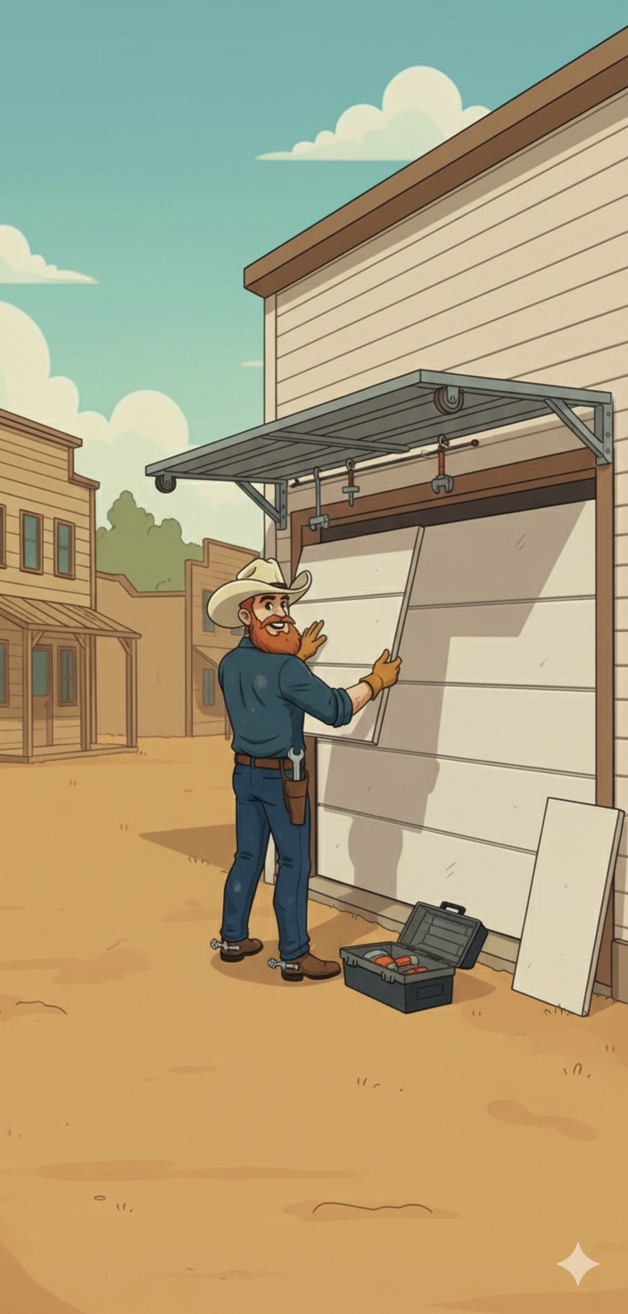 On Track technician working on overhead garage door in {city.data.city}